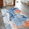 thumbnail image 2 of Ocean Whale Area Rugs 4x6 ft Orange Blue Summer Sea Animal Corals Blue Wooden Washable Rug Non Slip Indoor Carpet Absorbent Floor Mat for Living Room Bedroom Dining Room, 2 of 9
