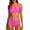 Hot Pink, variant on Women Two Piece Bikini Crop Top Nylon Spandex High Cut for Beach Vacation