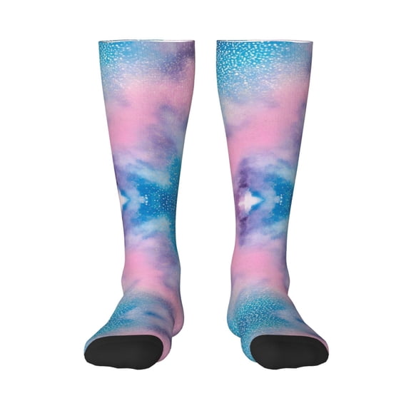 Womens Glitter Sparkles Shimmer Printing Knee High Socks Comfy Thermal Boot Long Socks