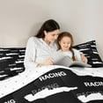 thumbnail image 4 of Feelyou Racing Lover Kids Bedding Comforter Set 7pcs, Exterme Sports Athlete Queen Bedding Sets, Cartoon Automobile Theme Reversible Queen Sheet Sets, Microfiber Bedroom Decor, 4 of 7