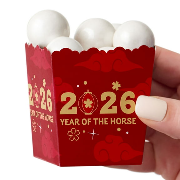 Big Dot of Happiness Lunar New Year - Party Mini Favor Boxes - 2026 Year of the Horse Treat Candy Boxes - Set of 12
