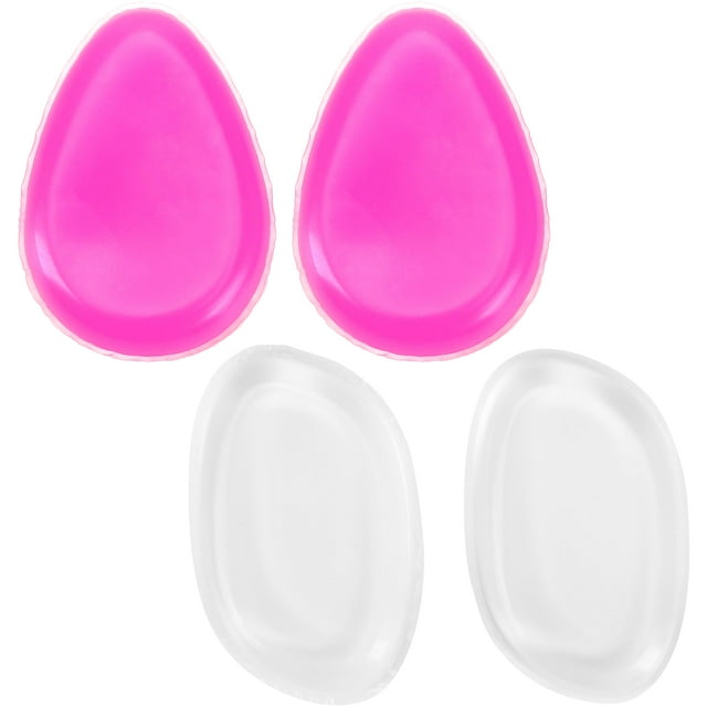 Set de esponjas cosméticas Bulevina, paquete de 4 unidades, silicona rosa y transparente