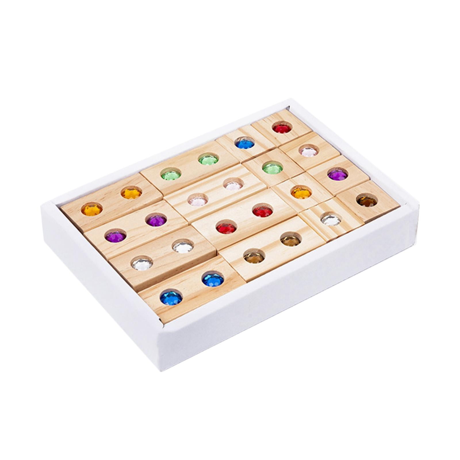 Wooden Blocks Stacker Sensory Toys Stacking Blocks for Boys Girls Kids Baby 32 Blocks