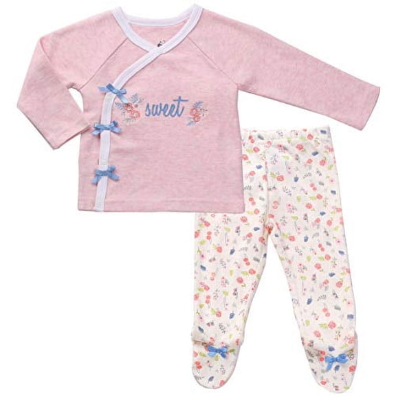 Footed Pants Long Sleeve Kimono Shirt Baby Girl Layette Set Organic 6m 6-9 Month