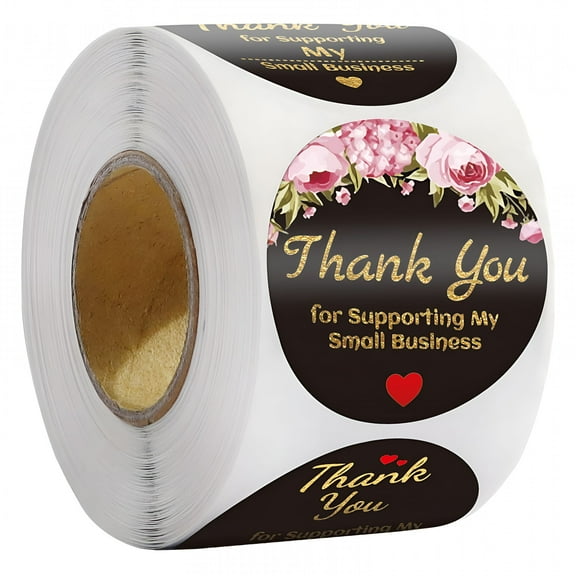 CCOCC Custom Stickers 500Pcs/Roll 1.5" Thank You for Supporting My Small Business Stickers 4 Designs Highly Recommended for Small Business Owners and Online 500 Labels Per Roll