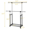 thumbnail image 2 of Gymax Porte-vêtements Double Rail sur Roues Porte-Vêtements Réglable Extensible, 2 of 10
