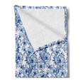 thumbnail image 2 of Blue Soft Flannel Fleece Blanket, Delicate Spring Season Themed Floral Pattern in Traditional Russian Gzhel Style, Cozy Plush for Indoor and Outdoor Use, 60" x 80", Cobalt Blue White, by Ambesonne, 2 of 5