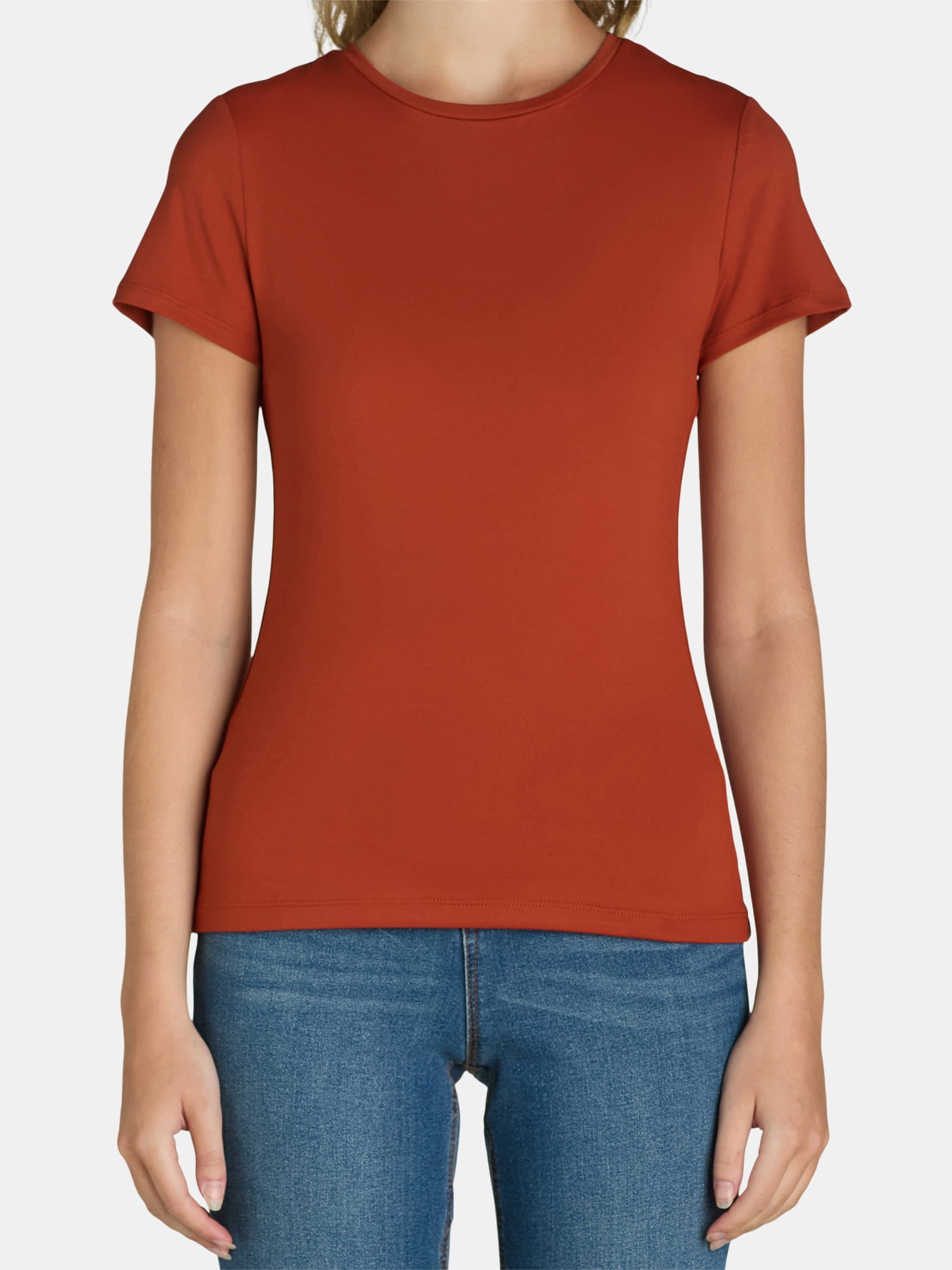 Time and Tru Women's Smoothing Tee with Short Sleeves, 2-Pack, Sizes XS-XXXL