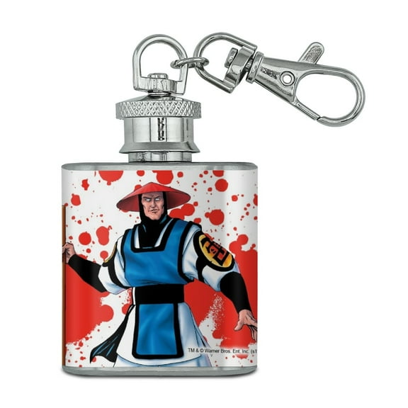 Mortal Kombat Klassic Raiden Character Stainless Steel 1oz Mini Flask Key Chain
