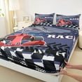 thumbnail image 3 of Homewish Racing Car Twin Sheet Sets,Speed Extreme Sport Twin Fitted Sheet,White Black Ckeckered Flag Flat Sheet For Boys Kids,Breathable Home Decor,3pcs, 3 of 7