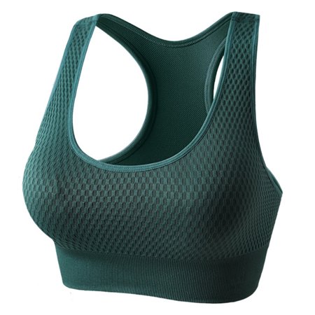 

2021 New Sports Underwear Women s Yoga Fitness Outdoor Running Gathering Beauty Back Quick-drying Honeycomb Shockproof Bra Dark green M