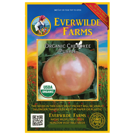 Everwilde Farms - 25 Organic Cherokee Purple Heirloom Tomato Seeds - Gold Vault Jumbo Bulk Seed