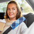 thumbnail image 6 of ALAZA Blue White Checkered Grid Pattern Car Seat Belt Adjuster Neck Covers Shoulder Cushions Pads M, 6 of 8