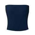 thumbnail image 4 of DondPO Womens Strapless Tops Off-Shoulder Bandeau Tops Strapless Tops For Women Plus Size Strapless Bandeau Tanks Women Sleeveless Backless Tube Top Blue S, 4 of 5