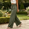 thumbnail image 4 of Noric Women's Cotton Loose-Fit Wide Leg Casual Pants with Elastic Smocked Waist Lounge Street Style Pants, 4 of 9