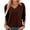 Coffee, variant on Women's Fashion Casual Pullovers Solid Colour Long Sleeve V Neck Fleece Loose Fit Thickened Warm Top