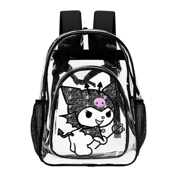 Kuromi And My Melody Clear Backpack Heavy Duty See Through Bookbag Transparent Bag for Colleges School Work Sport Travel