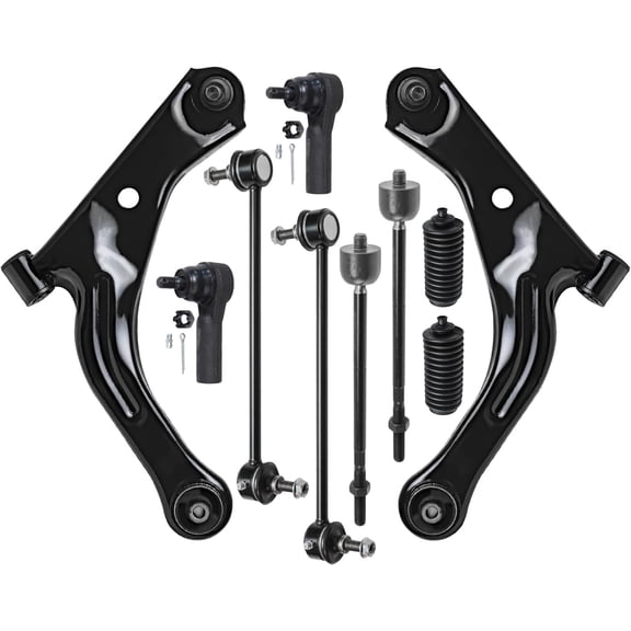 Detroit Axle - 10pc Front End Kit for 2009-2012 Ford Escape 2010-2011 Mazda Tribute Mercury Mariner, 2 Lower Control Arms with Ball Joint 4 Inner Outer Tie Rods 2 Sway Bar Links 2 Boots Replacement