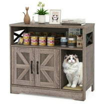 Resenkos Hidden Cat Litter Box Enclosure Furniture with Storage Cabinet, Grey