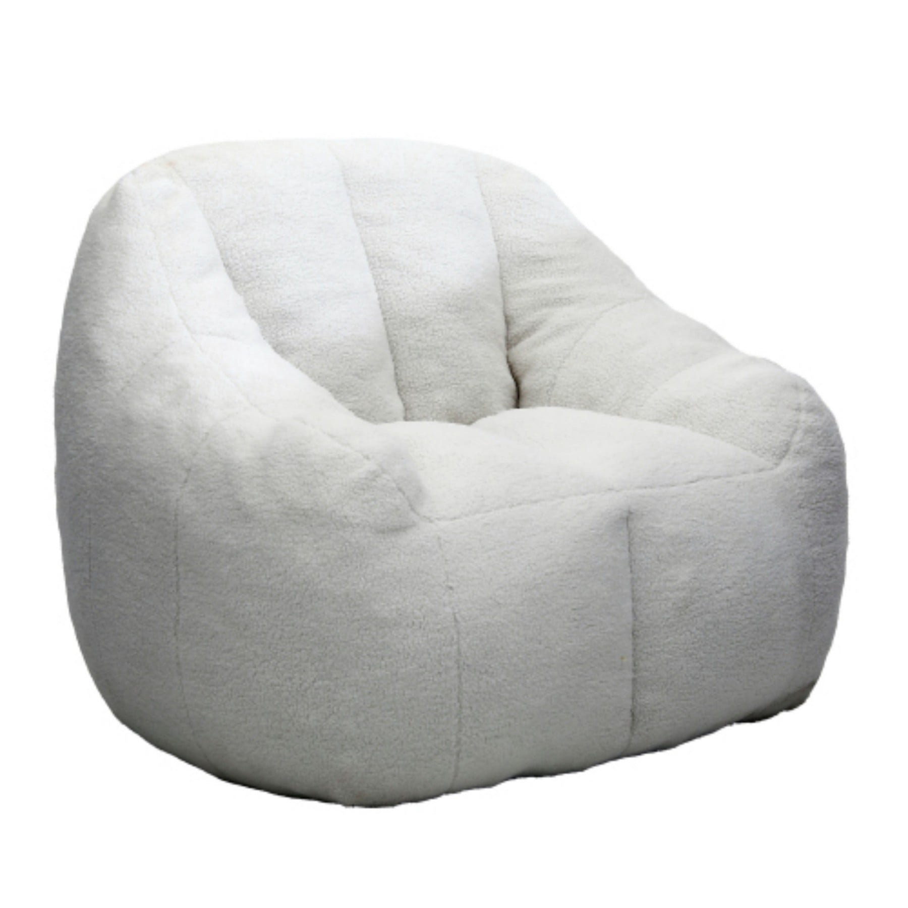 Bean Bag Chair with Filler, Teddy Faux Fur Bean Bag Sofa with Memory Foam for Dorm Living Room Bedroom, White