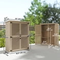 thumbnail image 3 of Outsunny 50" x 26" x 66" Wood Garden Shed, Tool Shed w/ Shelves, Natural, 3 of 10