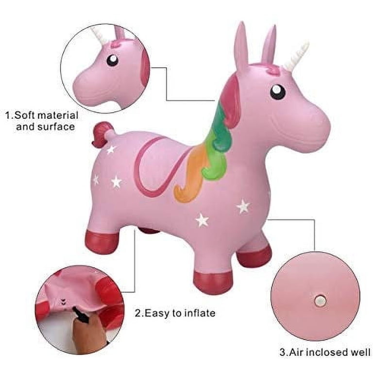 Inflatable Bouncy Animal Pink Unicorn Hopper - Inflatable Bouncy Ride ...