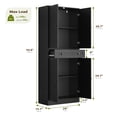 thumbnail image 3 of 71" Tall Kitchen Pantry Storage Cabinet, Farmhouse Pantry Cabinet with 4 Doors & Drawer, Freestanding Cupboard with Adjustable Shelves, Rustic Wood Cupboard for Kitchen, Dining Room, Black, 3 of 9
