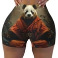 thumbnail image 2 of Balery Jungle Meditating Panda Pantalones cortos de entrenamiento estampados para mujer, sin costuras, ajustados, para gimnasio, yoga, correr, deportes, ejercicio activo, fitness.-X-Large, 2 of 8