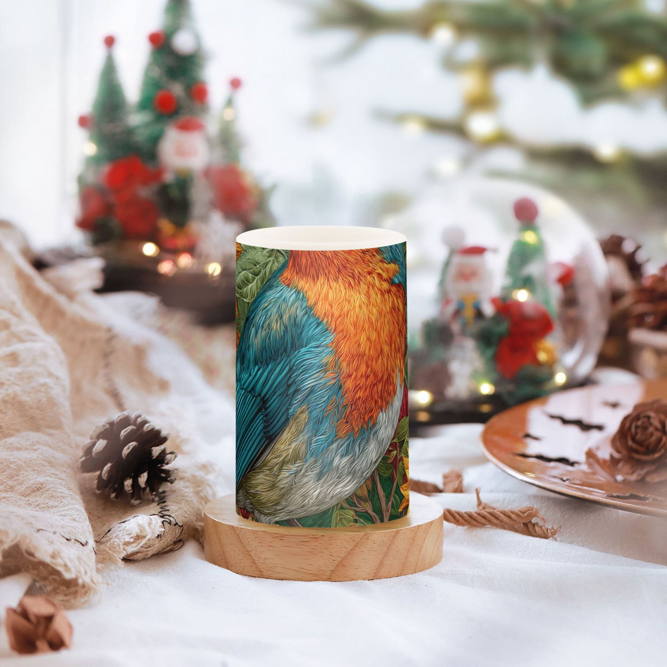 Robin Flickering Flameless Candles Battery Operated with Remote Timer LED Pillar Candles Set of 2