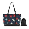 thumbnail image 7 of FORMRS Canvas Laptop Tote Bag for Women with 15.6" Computer Compartments Shoulder Handbag, Red White Stars, 7 of 7