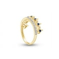 thumbnail image 2 of AFFY Round Shape Simulated Blue Sapphire With 0.06 Cttw White Diamond Heart Crown Ring In 14K Yellow Gold Over Sterling Silver, 2 of 6
