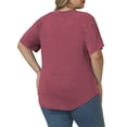 thumbnail image 3 of Women's Plus Size Tops Summer Short Sleeve Shirts Dressy V Neck Casual Loose Fit Tunics Tees 3Xl Peach Red, 3 of 6