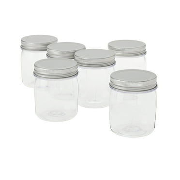 6 Count 8 oz Plastic Mason Jars with Lids by Celebrate It - Food Safe Plastic Storage Container for Food and Craft Supplies - 1 Pack