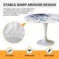 thumbnail image 2 of Elastic Fitted Round Tablecloth, Blue Floral Art Waterproof Stretch Table Cover for 36"-44" Tables, Watercolor Botanical Spring Flowers Washable Outdoor Tablecloths for Patio, Picnic, Camping, 2 of 9