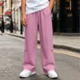 thumbnail image 2 of Acaics Boys' Wide Leg Casual Pants, Elastic High Waist Lightweight Loose Trousers with Side Pockets for Daily Outdoor Back to School Outfits, Sizes 3–15, 2 of 8