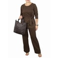 thumbnail image 3 of Women'S 2 Piece Outfits Suit Set Top Flared Pants Sets Business Pantsuits Brown [In Stock] 4XL, 3 of 7
