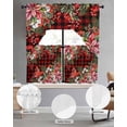 thumbnail image 2 of Cardinal Bird Swag Kitchen Curtains Sets for Windows 24 Inch Length, Poinsettia Pine Cones Berry Flowers Red Plaid Short Window Curtain Swags Valances and Tiers 3 Piece Set for Cafe/Dining Room, 2 of 5
