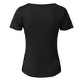 thumbnail image 3 of Gibobby Camisa&nbsp;Vaquera Camisetas de manga corta con cuello cuadrado y manga larga para mujer（Negro， S), 3 of 5