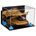 thumbnail image 1 of Deluxe Acrylic Baseball Glove Display Case with Mirror, Wall Mount, Blue Risers and Clear Base (A004-BLR), 1 of 1