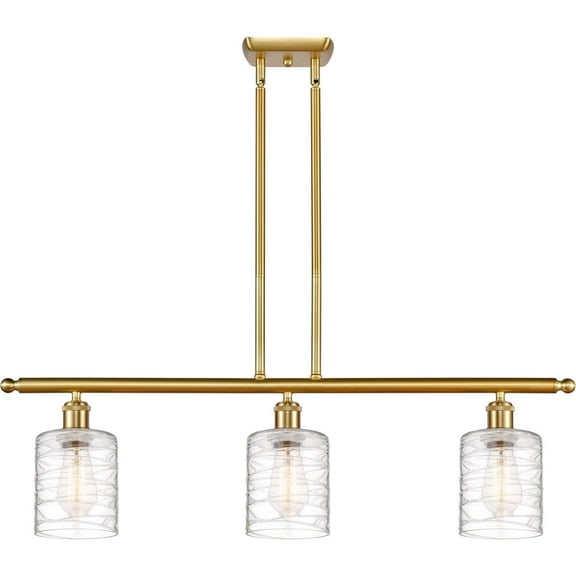 516-3I-SG-G1113 Innovations Lighting Cobbleskill - 3 Light Island In Art Nouveau Style-10 Inches Tall and 36 Inches Wide-Satin Gold Finish-Clear Shade