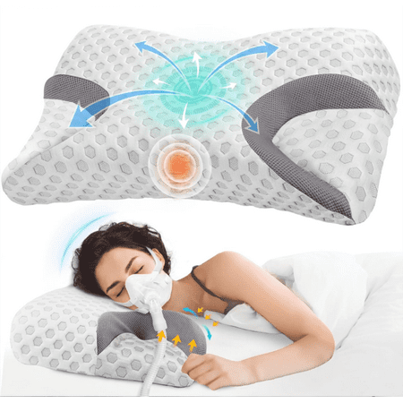 CVHVBH 3.0 Memory Foam Pillow for CPAP Side Sleeper - CPAP Pillow for All CPAP Masks User, Nasal Pillows for Side Back Sleepers - Reduce Air Leaks & Mask Pressure