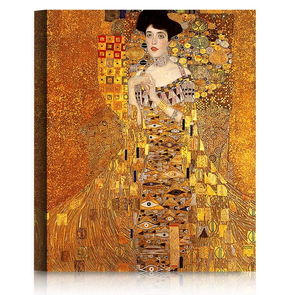 A&T ARTWORK la Dame en Or par Gustav Klimt. Reproductions d'Art Classiques du Monde, Impressions sur Toile Giclée Art Mural pour Déco Maison, 20x16 Pouces