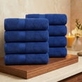 thumbnail image 2 of Ample Decor Hand Towels 100% Cotton for Bathroom 18X28inch -8pcs Navy, 2 of 6