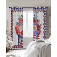 thumbnail image 4 of 4th of July Kitchen Curtains Independence Day Floral Striped Cafe Short Curtains for Bathroom Blackout Window Curtain Grommet Small Window Treatment Tier Drapes for Bedroom Living Room 52"x45"x2, 4 of 9