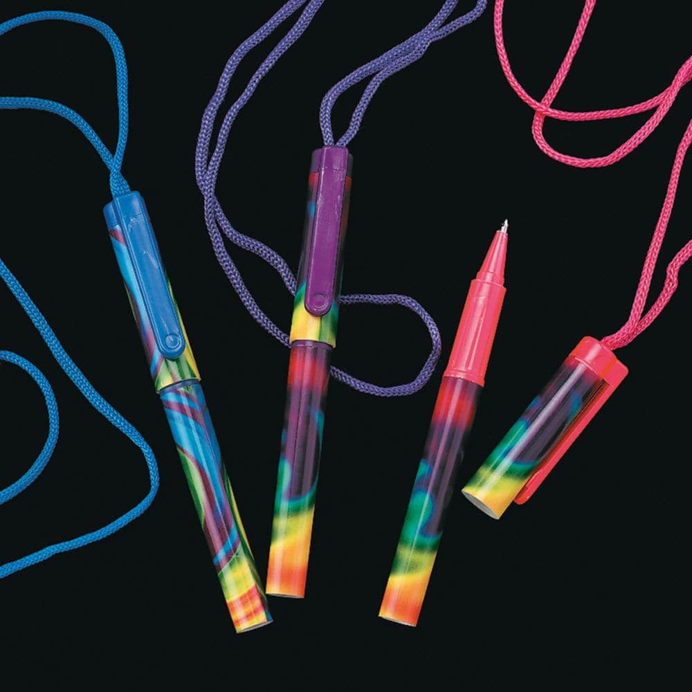 Fun Express TiEDyed Pen On A Rope Stationery Pens Pen Necklaces 12 Pieces Walmart
