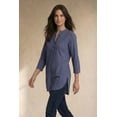 thumbnail image 3 of Ellos Women's Plus Size Striped Henley Tunic Oversized Long Top Wear with Leggings, 3 of 5