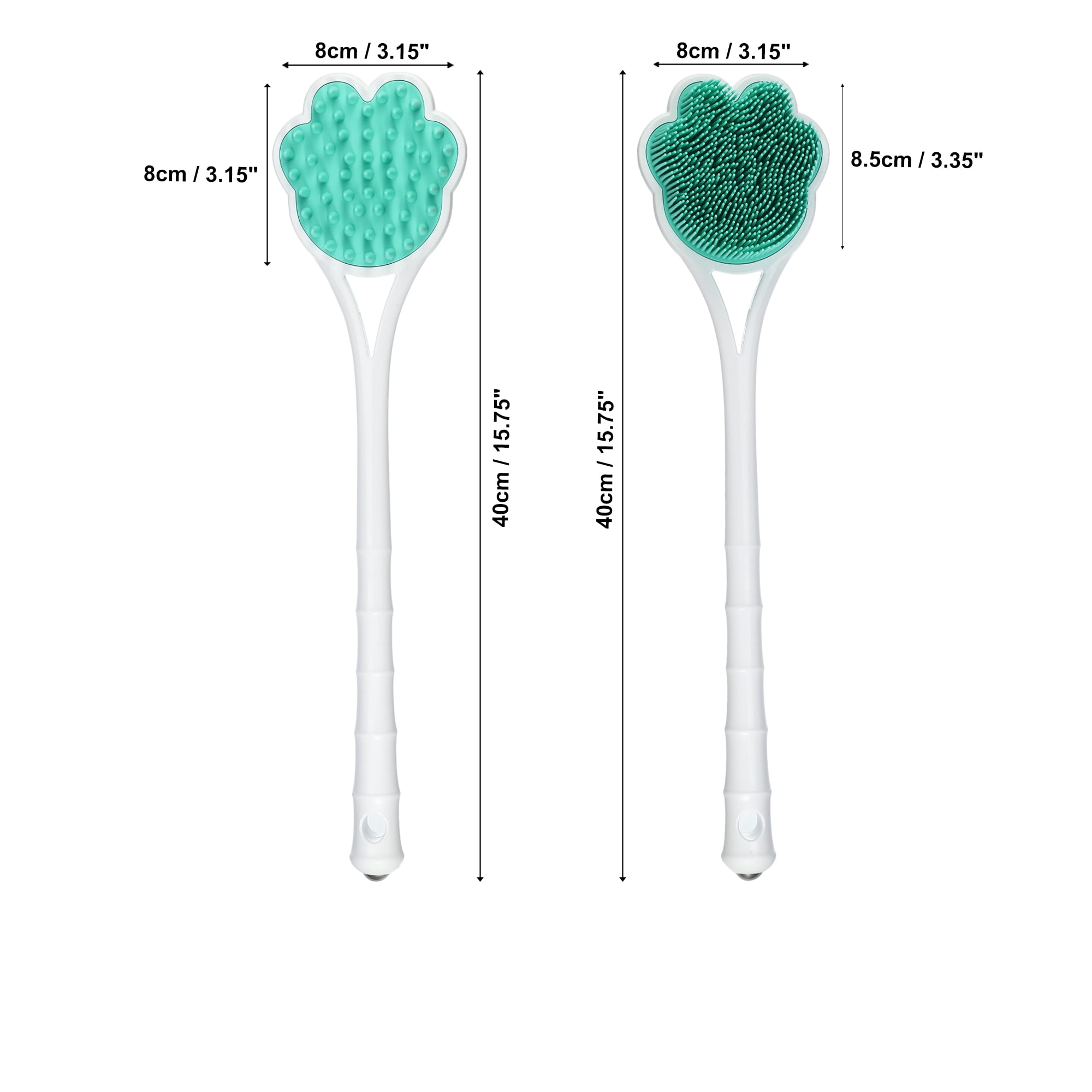 Unique Bargains Double Side Long Handle Bath Brush for Shower 15.75" 1Pc Green