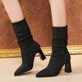 thumbnail image 4 of Fesfesfes Fuzzy Boots for Women Fashion Solid Rhinestone Boots Pointed High Heeled Boots Shoes US:4.5(35), 4 of 9
