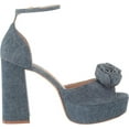 thumbnail image 6 of Steve Madden Luminesce Denim Ankle Strap Peep Toe Block Heeled Fashion Sandals (Denim, 6), 6 of 9