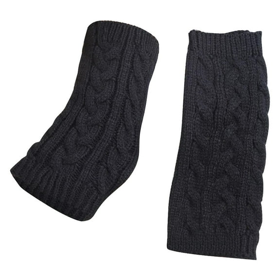 Weikingp Warm Gloves Women Winter Warm Fingerless Gloves Crochet Thumbhole Knit Wrist Warmers Mittens () Black Knitted yarn